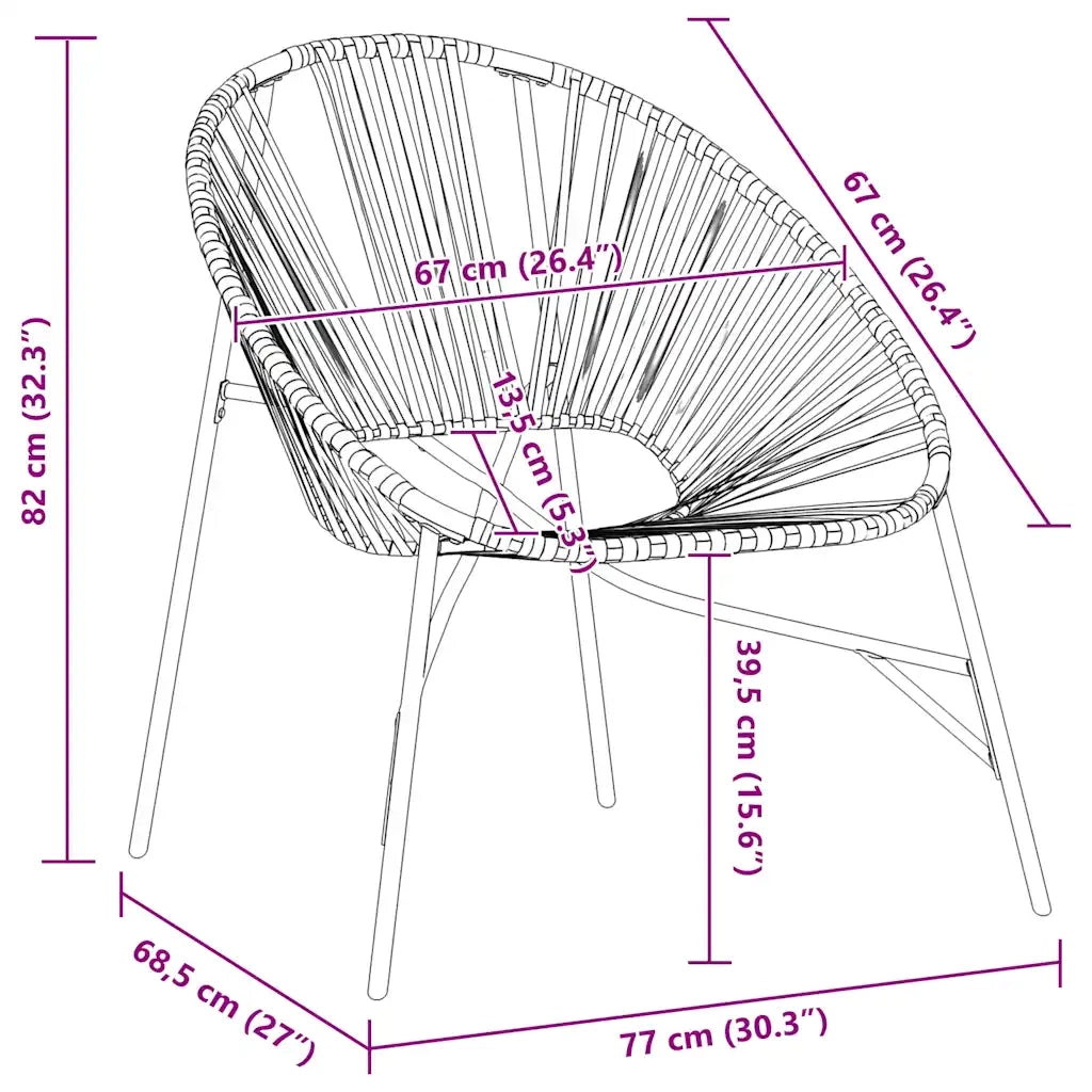 Sedia da Uovo da Giardino in Polyrattan Nero 4009287