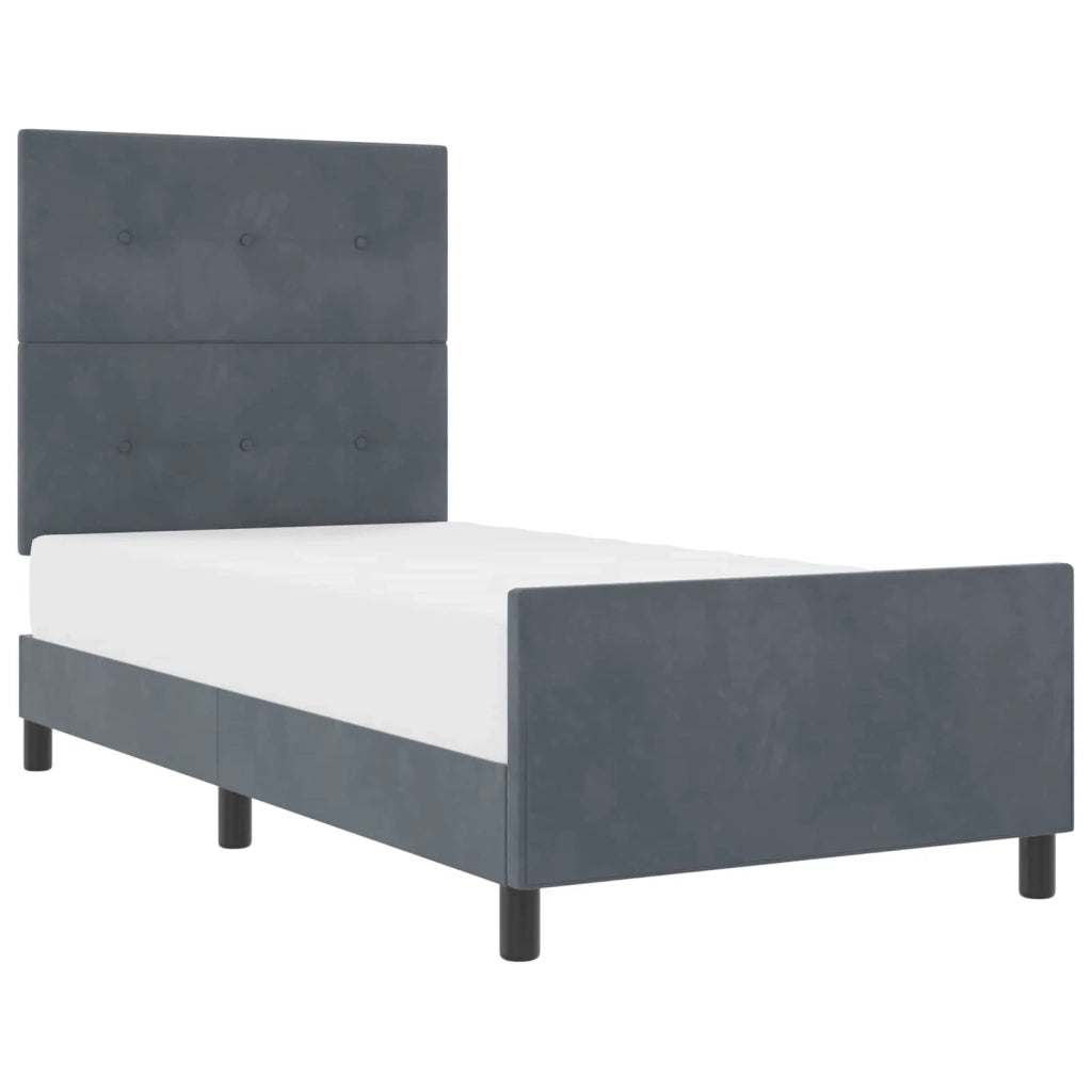 Letto a molle con testiera Grigio scuro 80 x 200 cm Velluto 3344904