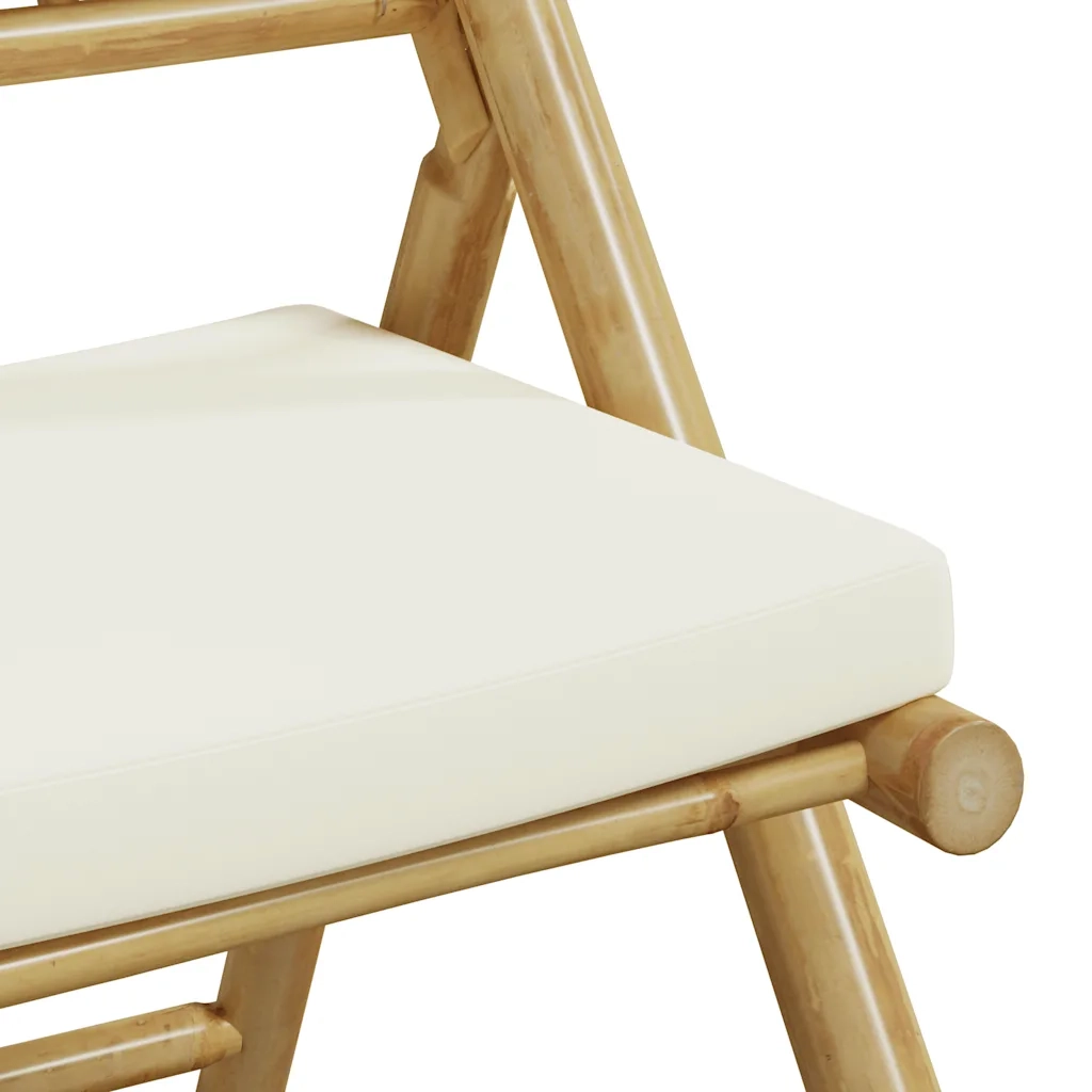 Set da Bistrot Pieghevole 3 pz Cuscini Bianco Crema in BambÃ¹