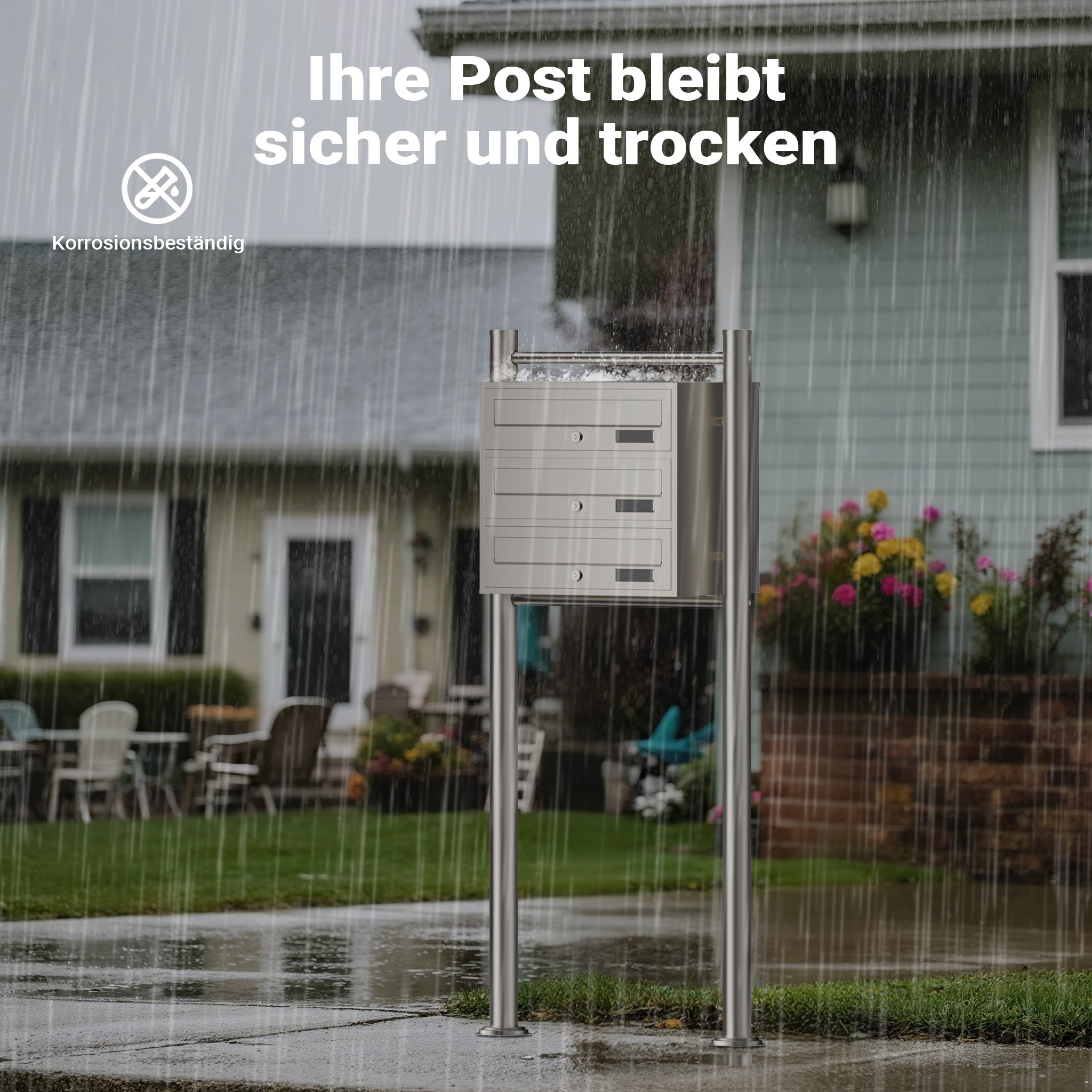 Cassetta postale condominiale autoportante 3 posti, acciaio inox, 1 modulo, 556 x 270 x 1200 mm