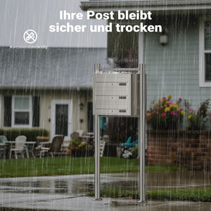 Cassetta postale condominiale autoportante 3 posti, acciaio inox, 1 modulo, 556 x 270 x 1200 mm