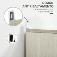 Mobile Bagno in Legno con Cassetto, 2 Armadietti e Ripiani Regolabili, 34x34x150 cm, Color Legno