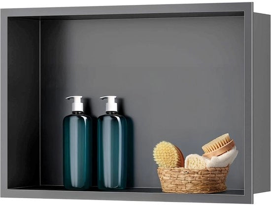 Doucheggiunto a muro, doucheggiunto in acciaio inossidabile, doucheggiunto a muro singolo con contenitore, dimensioni 30 * 45 * 10 cm, colore grigio