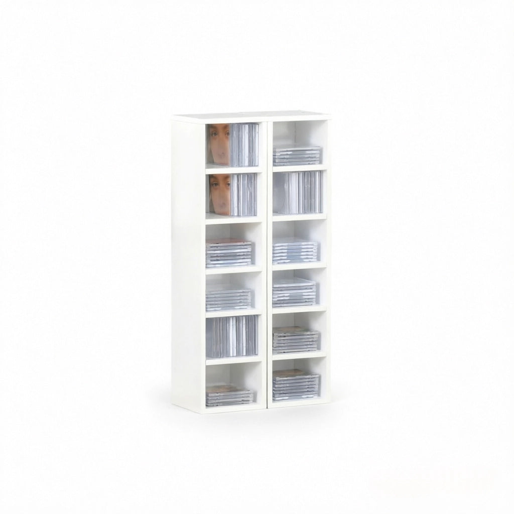 MOBILE PORTA CD Set da 2 21 x 19,2 x 88,3 cm Bianco MDF e Truciolare