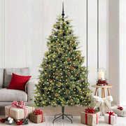 Albero di Natale artificiale pieghevole con coni Verde 210 cm 3395099