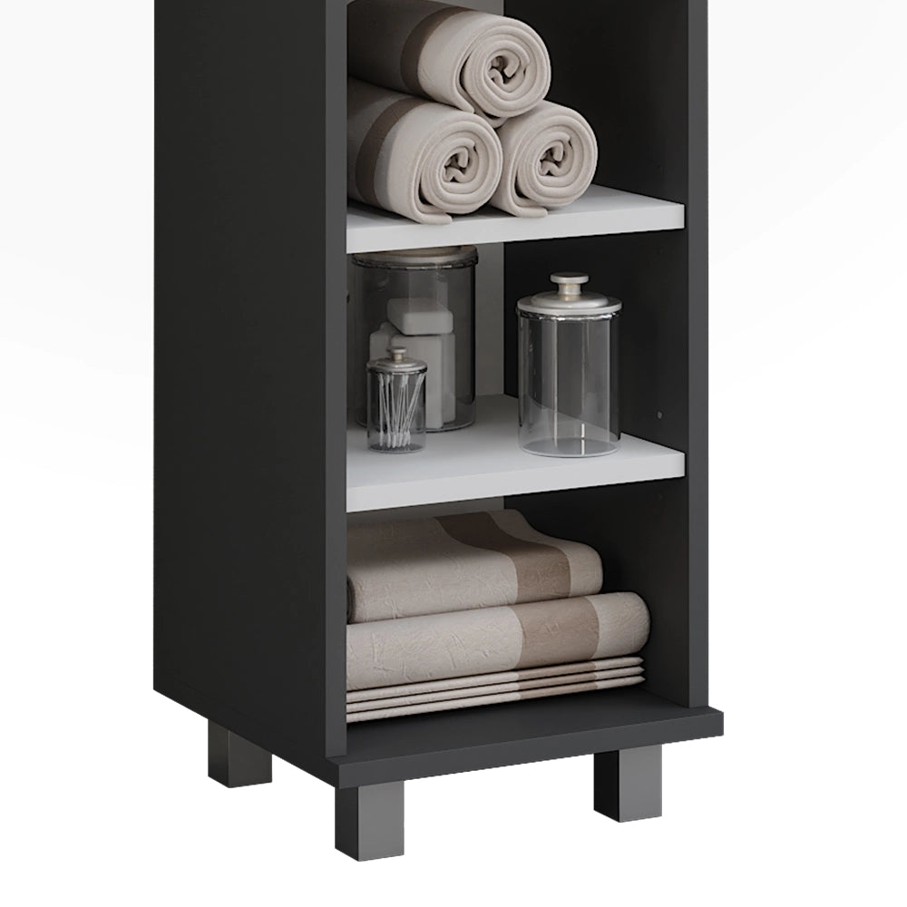 Vicco Mobiletto midi Antracite/bianco 30.2 x 95 cm con 5 scomparti aperti