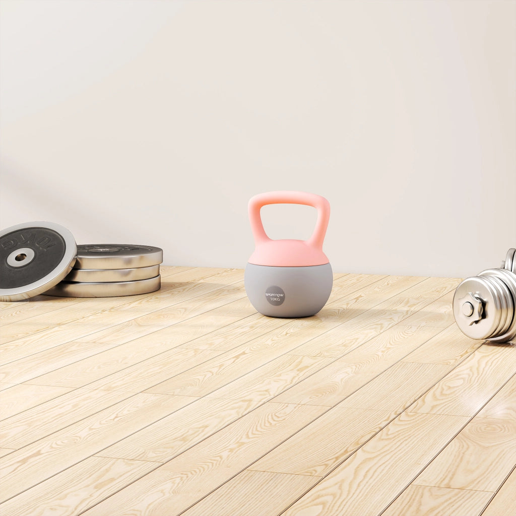 Kettlebell 10 kg con manico antiscivolo ¨C zephmum ¨C rosa e grigio 21x21x30 cm