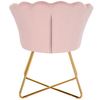 Sedia Relax con Schienale e Seduta in Velluto Rosa Struttura Metallo