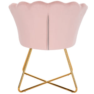 Sedia Relax con Schienale e Seduta in Velluto Rosa Struttura Metallo