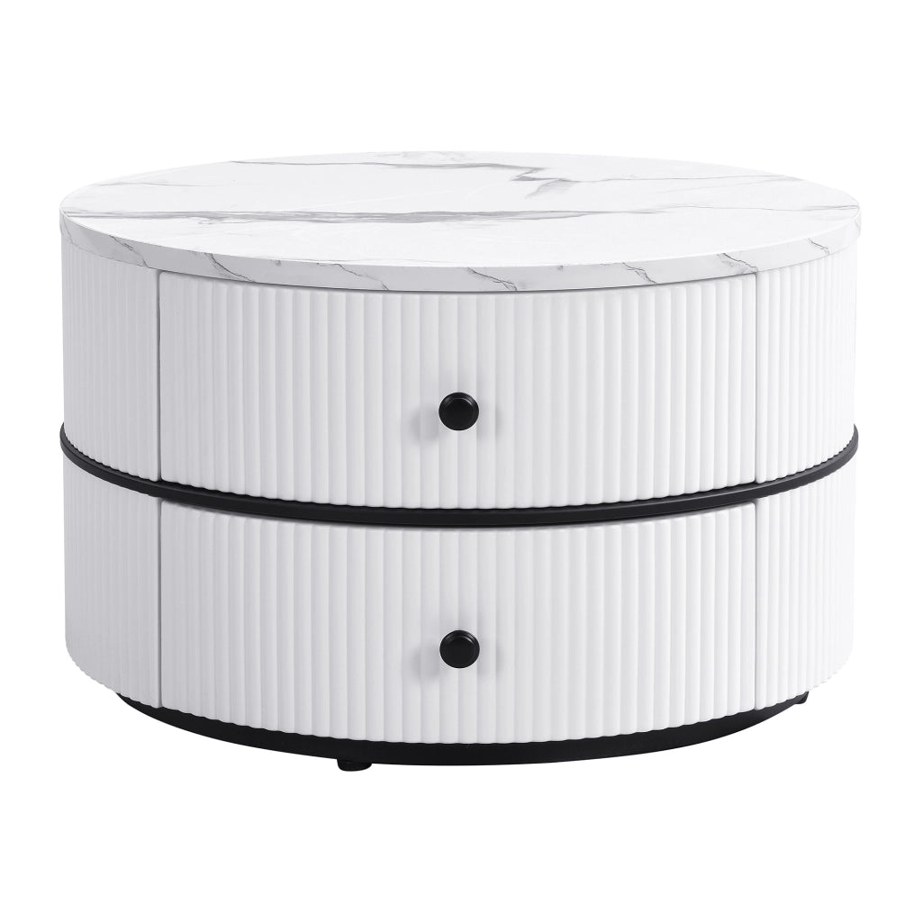 Set tavolini da caffè 60x60x46 cm e 50x50x31 cm; con 2 cassetti; MDF; bianco