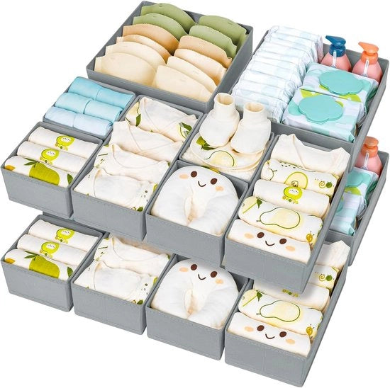 Organizzatore di Armadio, Cassettiera Opaca, 15 Pannelli di Organizzazione per Intimo, Organizzatore di Vestiti con 15 Comparti, Sistema di Organizzazione per Abiti e Accessori