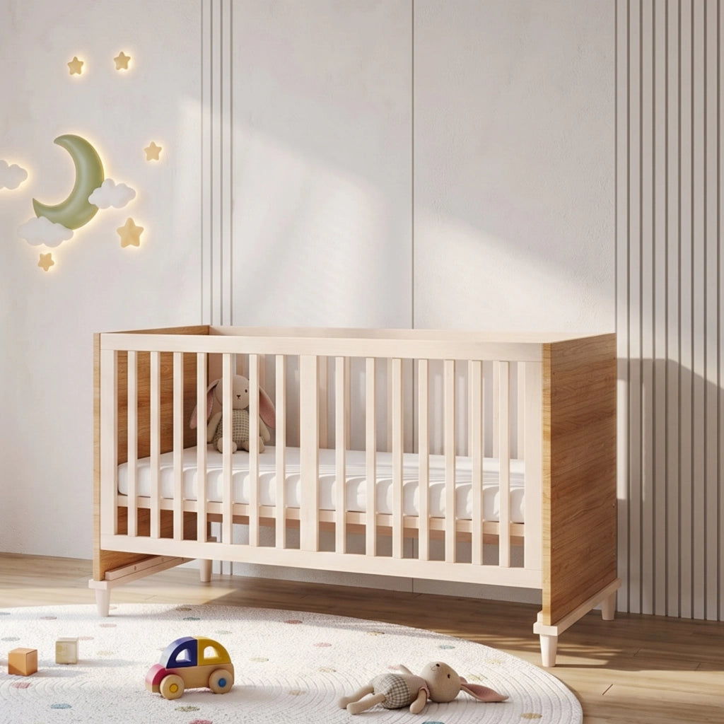 LETTO Baby con altezza regolabile 5 posizioni 144x74x87 cm Legno naturale
