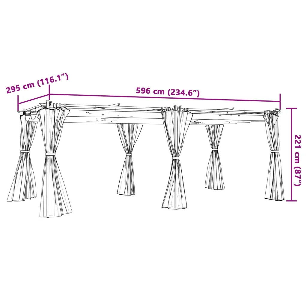 vidaXL Gazebo con Tende Tortora 6x3 m in Acciaio