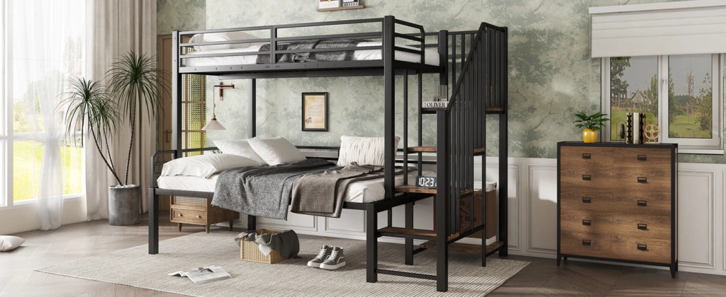 letto a castello mdf metallo nero 90x200 cm e 120x200 cm