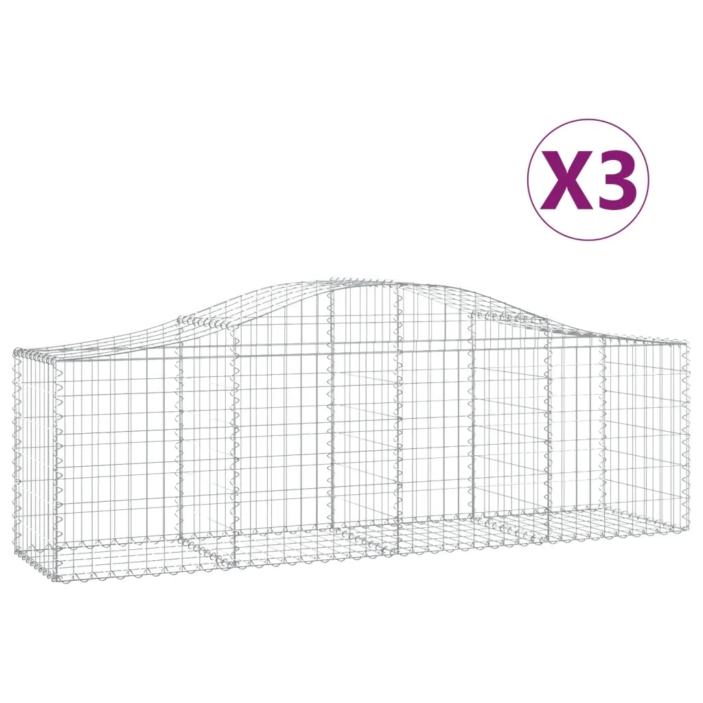 Cesti Gabbioni ad Arco 3 pz 200x50x60/80 cm Ferro Zincatocod mxl 125144