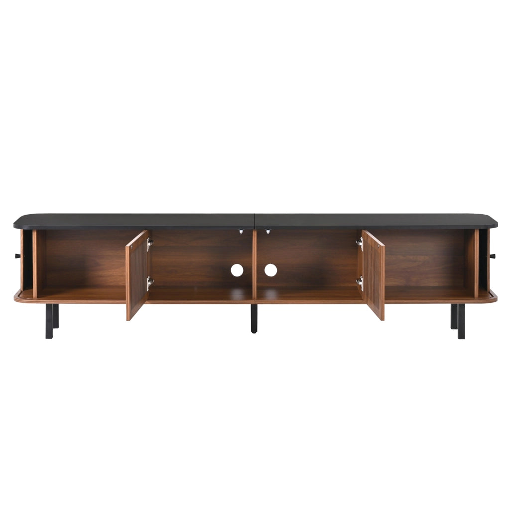 Mobile porta tv noce 190 cm con ante scorrevoli in rete e struttura in MDF