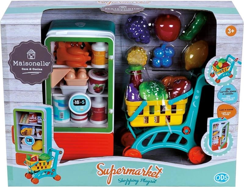 MAISONELLE - SHOPPING PLAYSET
 MISURA 12X9.5X24 CM, 
CARRELLO DELLA SPESA MISURA MONTATO 18X11.5X16.5 CM