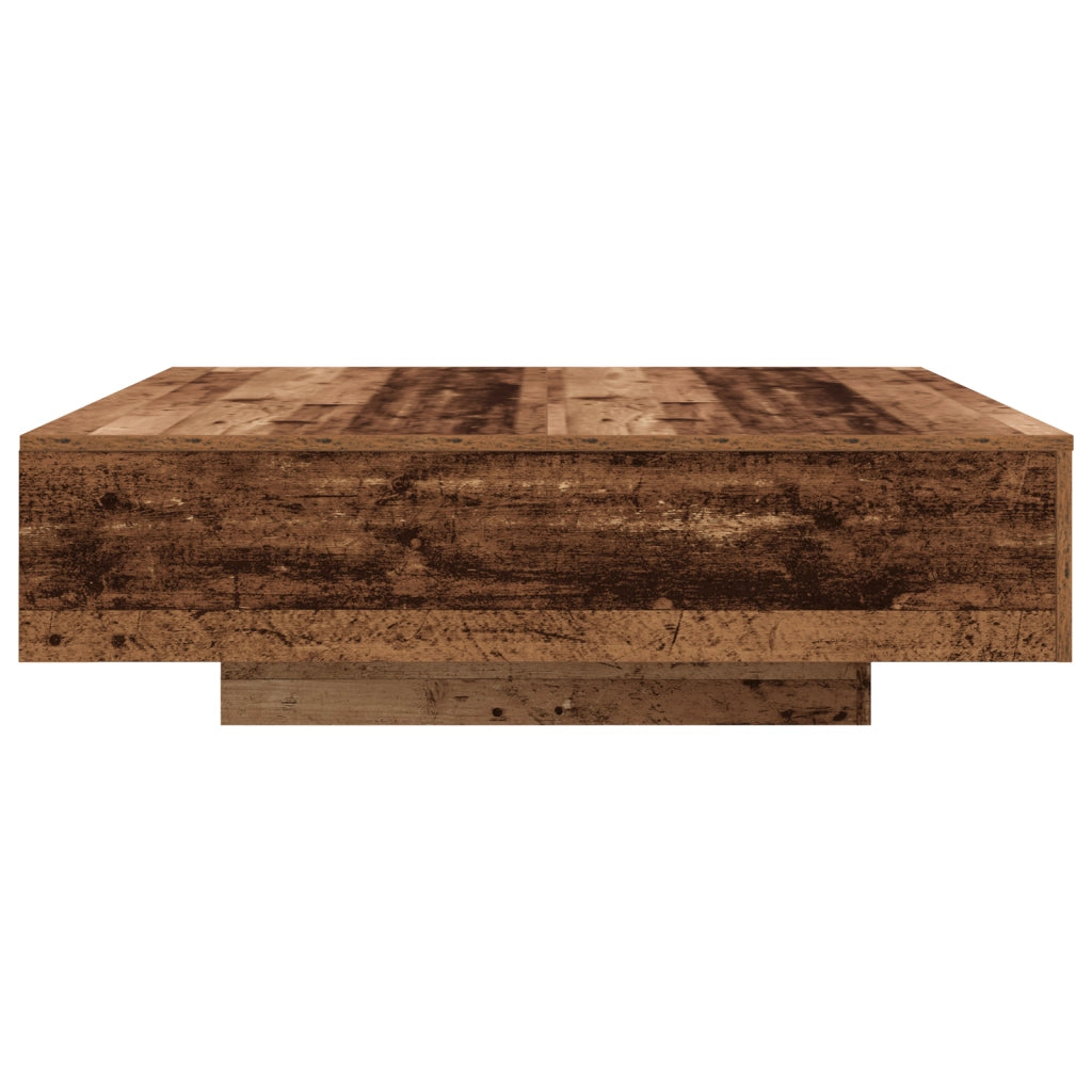 Tavolino da caffÃ¨  con luci LED in legno vecchio 100x100x31 cm