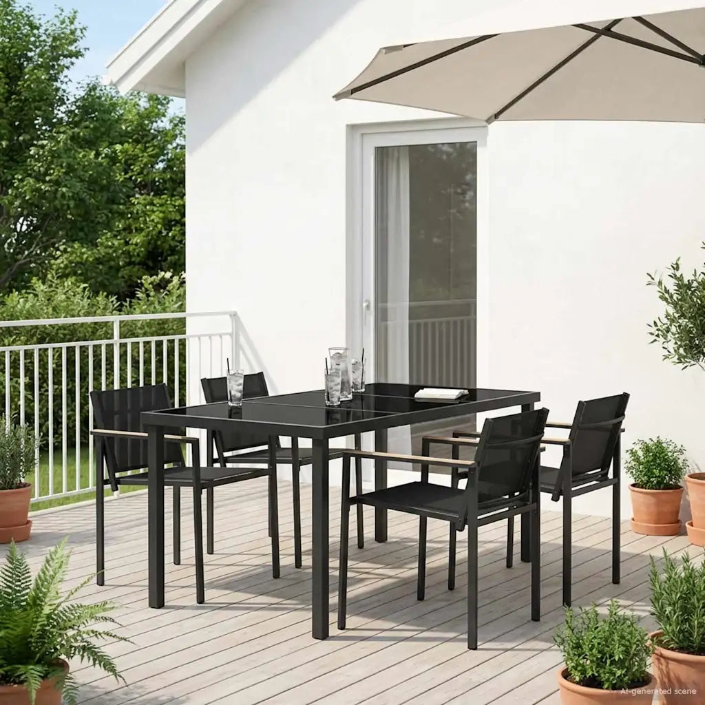 Set di Mobili da Esterno 5 pcs Nero e antracite Textilene 3422888