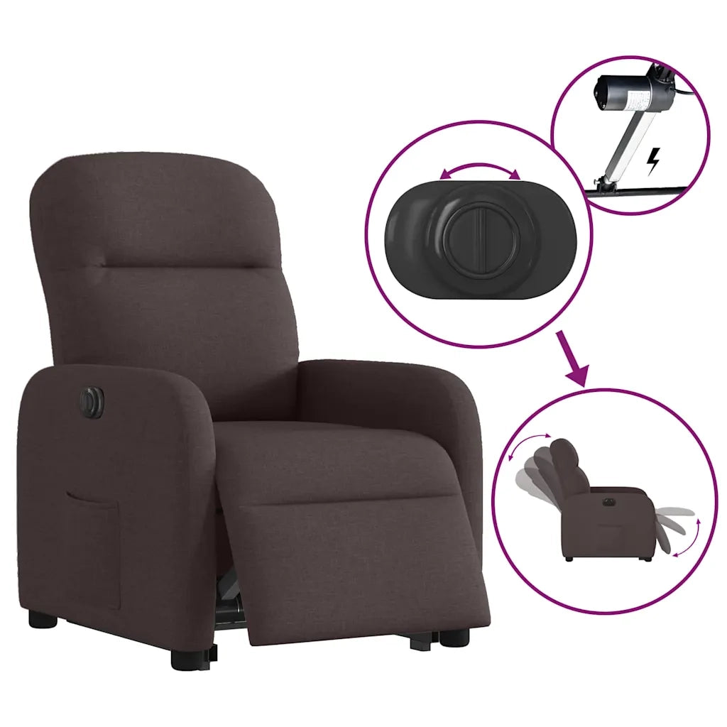 Poltrona Alzapersona Reclinante Elettrica Marrone Scuro Tessuto 3302997