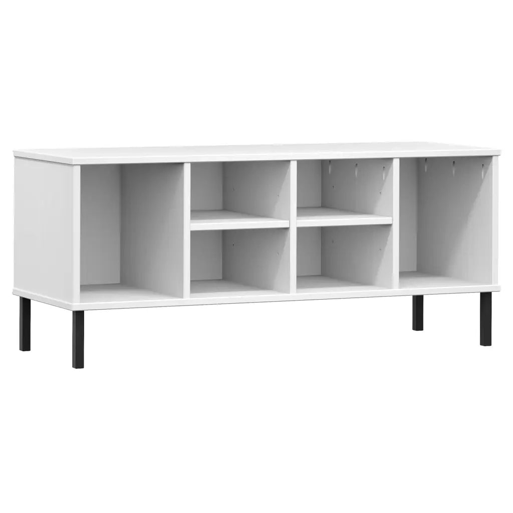 Scarpiera Gambe Metallo-Scaffale per scarpe-Armadietto contenitore Bianco 106x35x45cm Legno Massello OSLO