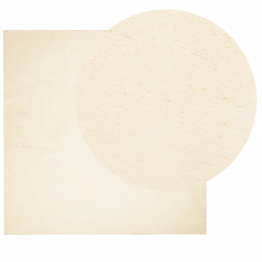 Tappeto a Pelo Corto HUARTE Morbido e Lavabile Crema 160x160 cm 375040