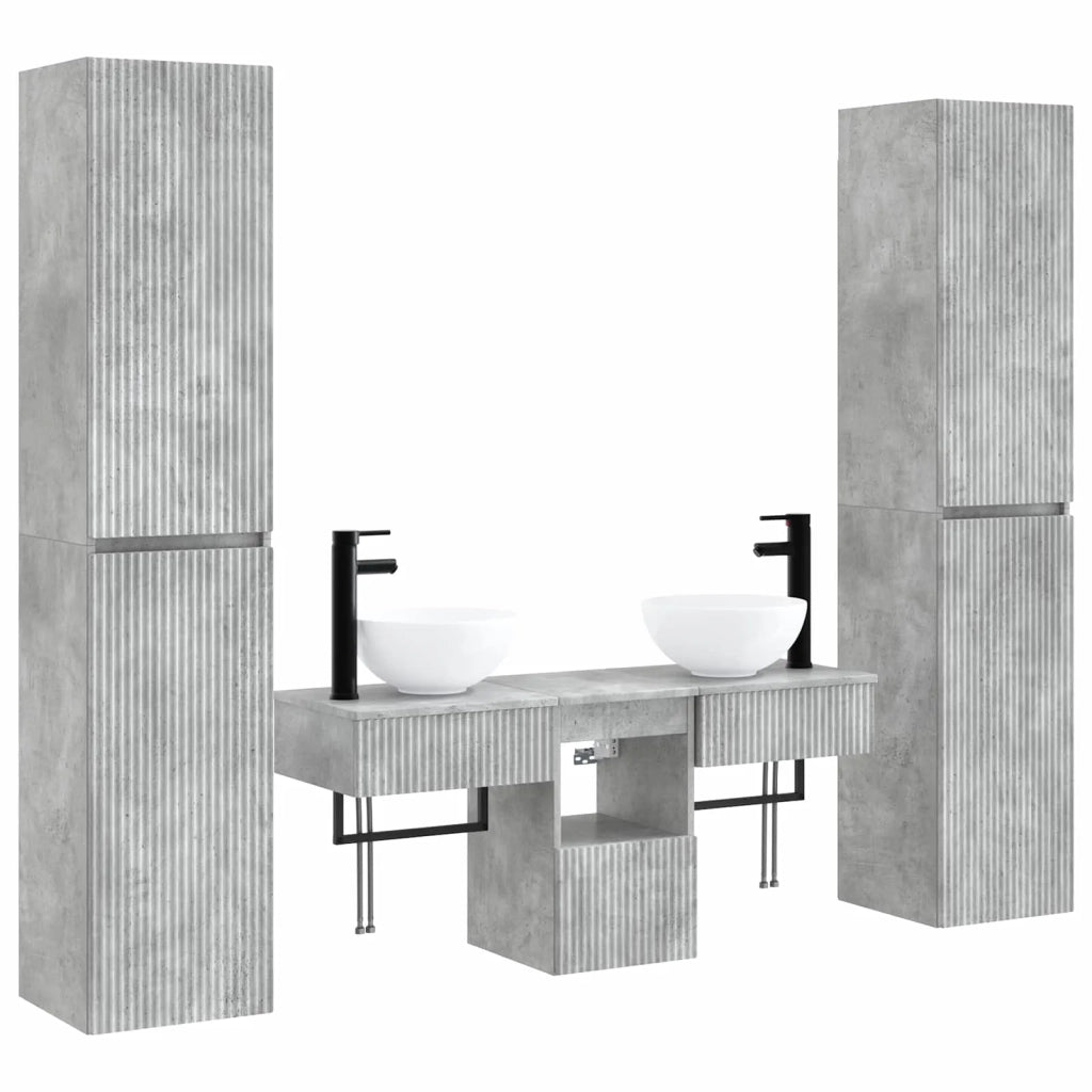 Set di mobili per il bagno 5 pz Grigio Cemento 3406006