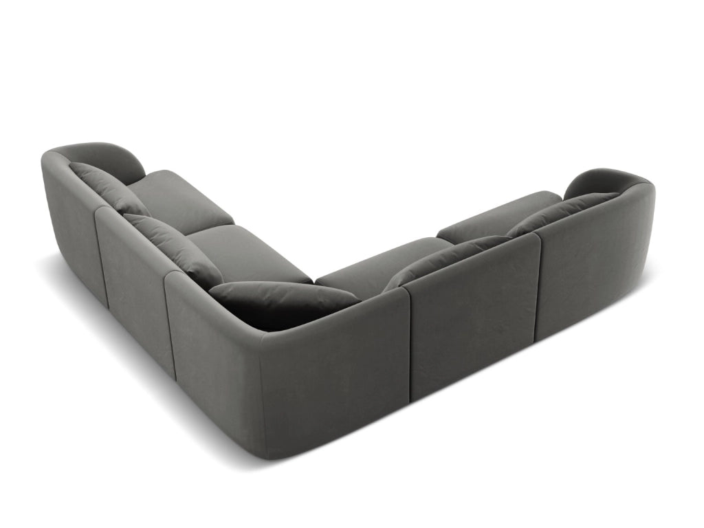 Cosmopolitan Design - Divano angolare reversibile "Tulum" 5 posti in velluto grigio chiaro 
