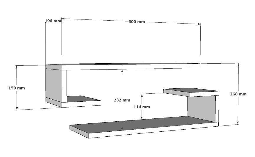 Mensola da parete in legno "Eldo" 60 x 19,6 x 15 cm - Rovere zaffiro