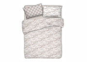 Copripiumino Sacco Piumone Pensieri Delicati 100% Cotone Disegno Love Love - Matrimoniale - Beige