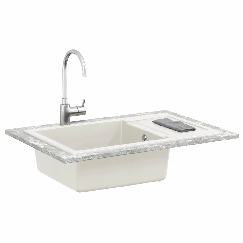 Lavello Bianco 780 x 500 mm 80% Quarzo e 20% Resina