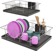 Afdruiprek compatta con contenitore per utensili e rivestimento non graffianti - progettata per risparmiare spazio e realizzata in acciaio inossidabile
