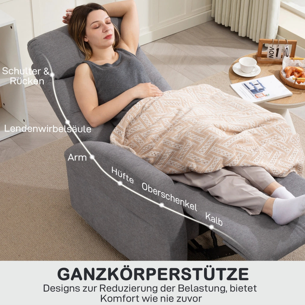 Poltrona Relax Reclinabile con Poggiapiedi ¨C Zephmum ¨C Grigio Scuro