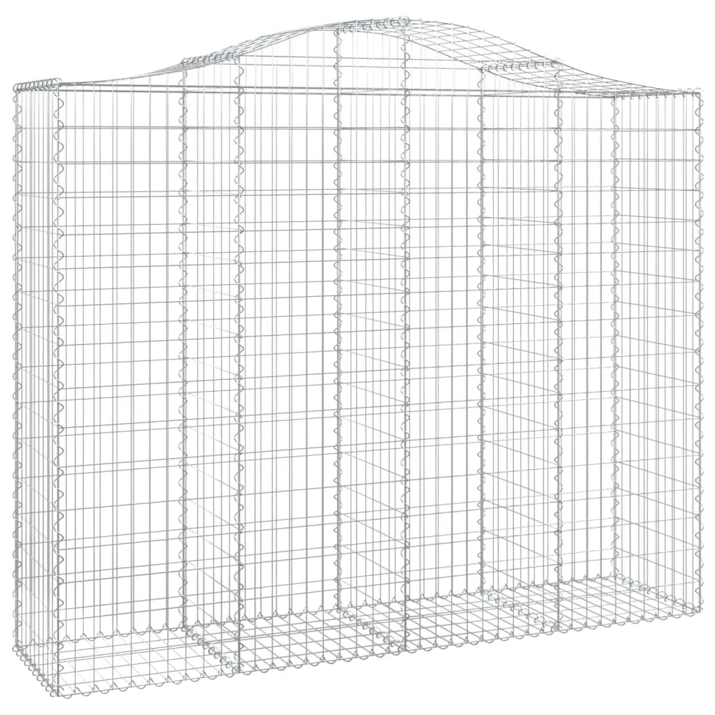 Cestini gabbioni recinzione a gabbia muro di contenimento ad arco 11 pezzi 200 x 50 x 160/180 cm ferro zincato argento 02_0040327