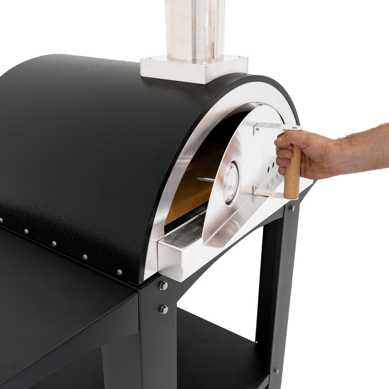 Forno da tavolo per pizza all'aperto 35cm in Acciaio Inox Postazioni di Preparazione Portatili in Legno