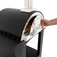 Forno da tavolo per pizza all'aperto 35cm in Acciaio Inox Postazioni di Preparazione Portatili in Legno