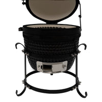 Kamado BBQ Grill 33cm Nero Ceramica Mini Forno Barbecue a Uovo Carbonella Affumicatore