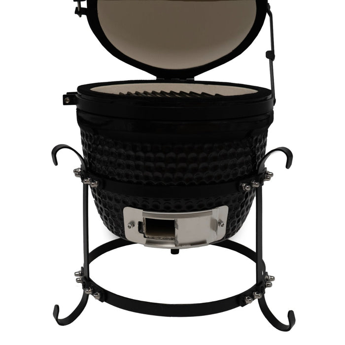 Kamado BBQ Grill 33cm Nero Ceramica Mini Forno Barbecue a Uovo Carbonella Affumicatore