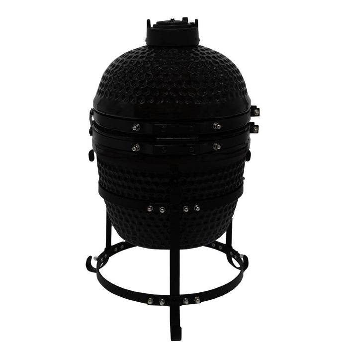 Kamado BBQ Grill 33cm Nero Ceramica Mini Forno Barbecue a Uovo Carbonella Affumicatore