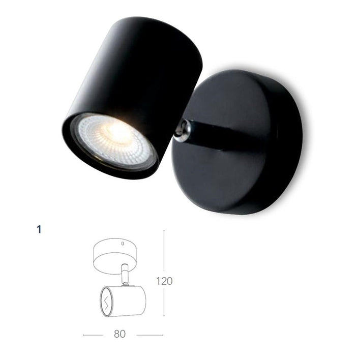 SPOT ZERO NERO GU10 8XH12CM.