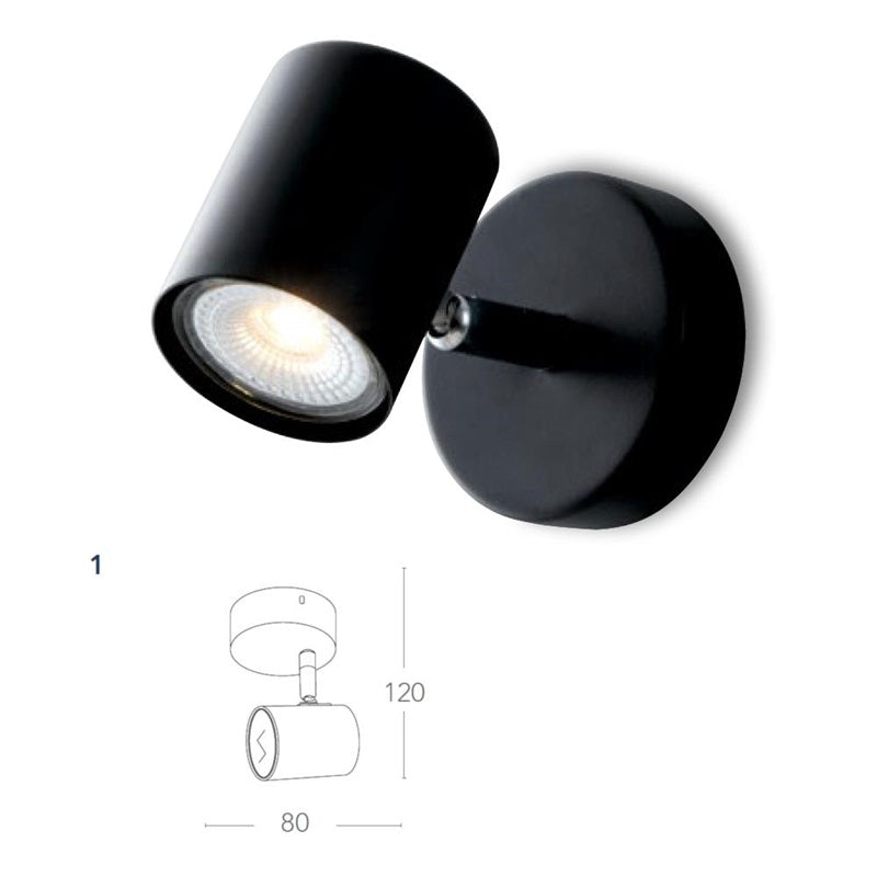 SPOT ZERO NERO GU10 8XH12CM.