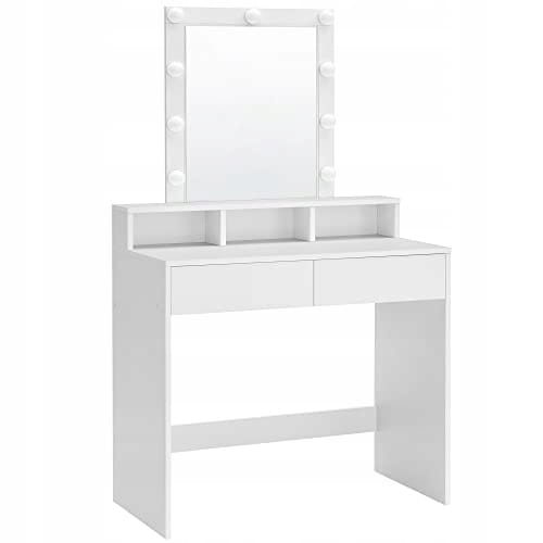 VALORA Toletta con specchio, bianco, stile scandinavo RDT114W01