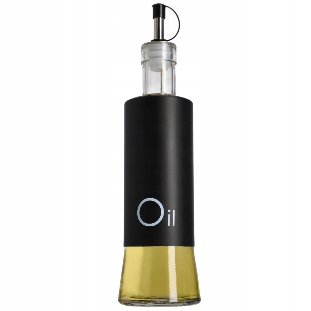 Bottiglia in vetro KADAX per olio d'oliva con dosatore, 320 ml, colore nero.