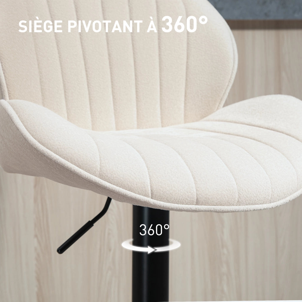 Sgabelli da bar con schienale ¨C zephmum ¨C beige, struttura in metallo, altezza regolabile