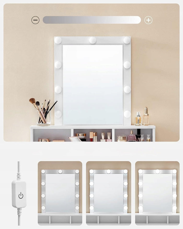 VALORA Toletta con specchio, bianco, stile scandinavo RDT114W01