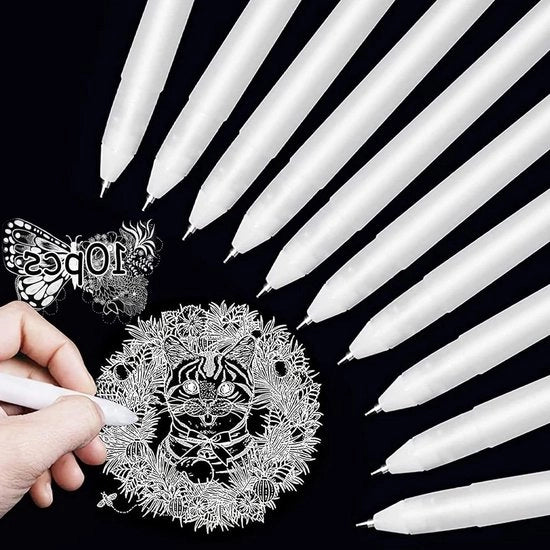 Penne a gel con dimensioni dei punti: 0,8 mm - penne a gel bianche - penne a gel bianche per l'arte - penne coprenti per highlights, disegno e manualità