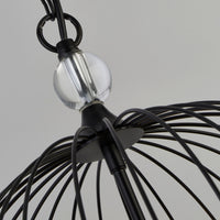 Lampadario Contemporaneo Shower Acciaio Nero Vetro Trasparente 5 Luci E14