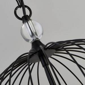 Lampadario Contemporaneo Shower Acciaio Nero Vetro Trasparente 5 Luci E14