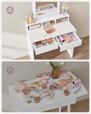 VALORA Toletta con specchio, bianco, stile scandinavo RDT114W01