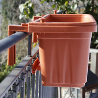 Rondine 50 - set di 6 balconiere da 50cm con agganci regolabili e riserva d'acqua Terracotta
